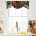thumbnail image 4 of Tie Up Valances for Windows, Vintage Floral Adjustable Valance Curtains Window Treatment for Living Room, Boho Red White Floral Leaves Country Vintage Rod Pocket Kitchen Curtains & Drapes 42x18 Inch, 4 of 9