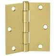 thumbnail image 2 of Design House 9-Pack Satin Brass Interior Door Hinges ? 3.5-inch x 3.5-inch ? Square Corner Radius Steel Door Hinge  ? Fits Standard Doors ?   185983, 2 of 6