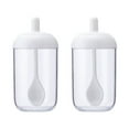 thumbnail image 1 of 2PCS Kitchen Sugar Bowl Salt Pot Pepper Storage Jar Seasoning Container Plastic Condiment Spice Holder with Cover and Spoon (White), 1 of 5