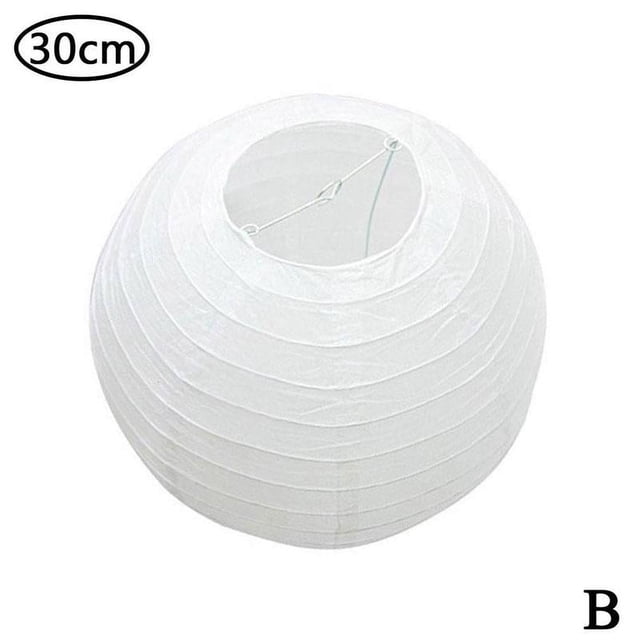 Faroles de papel redondos de papel blanco, pantalla grande de círculo para lámpara de techo, pantalla de papel colgante, decoraciones variadas para bodas, fiestas y celebraciones, 30 cm T5U9