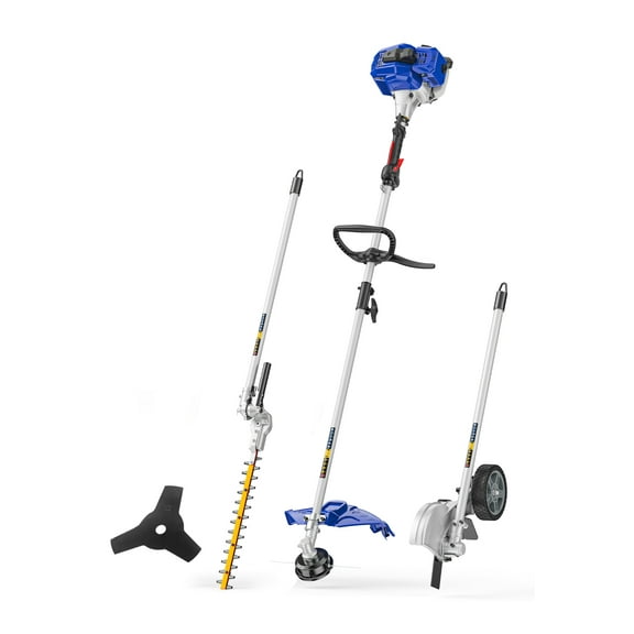 WILD BADGER POWER Gas 4-in-1 Yard Care System, 26cc 2-Cycle Full-Crankshaft Engine Multi-Tool with Attachments, String Trimmer/Edger, Hedge Trimmer and Brush Cutter Blade