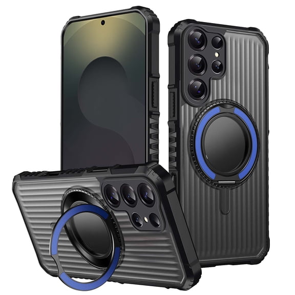 Compatible with Samsung Galaxy S23 FE Magnetic Phone Case,360°Rotatable Ring Holder Kickstand,Military-Grade Protection,Heavy Duty Shockproof Rugged Durable Phone Case Cover,Blue