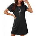 thumbnail image 4 of DeHolifer Womens Nightgowns Soft Loose Casual Printed Sleep Shirts Short Sleeve Sleepwear Nightshirt Black XL, 4 of 7