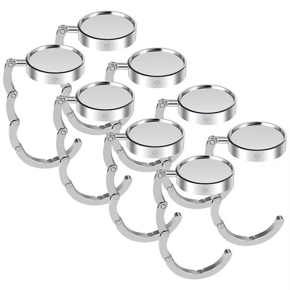 8pcs Folding Bag Hanger Rack Portable Alloy Handbag Table Hook Non-Slip Multipurpose Purse Key Holder for Storage