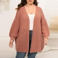 thumbnail image 2 of Lovskoo 2024 Cardigan Sweaters for Women Plus Size Open Front Long Sleeve Solid Color Thick Woolen Trendy Loose Coat Oversized Winter Outerwear Tops Pink, 2 of 6