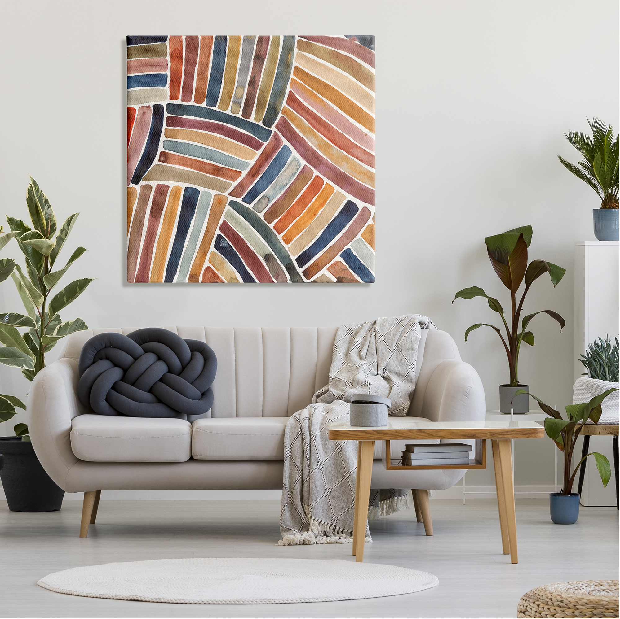 Stupell Industries Muted Alternating Stripes Abstract Painting Gallery Wrapped Canvas Print Wall Art, 36 x 36