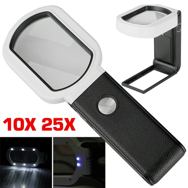 25X 10X Magnifying Glass with Light, 9 LED Luminated Lighted Magnifier