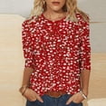 thumbnail image 1 of Craaazy Womens Trendy Tops Plus Size Loose Fit Solid Color Crew Neck Casual Style 3/4 Sleeve Floral Gradient Print T-shirt for Spring, Summer, Daily Outings, 1 of 5