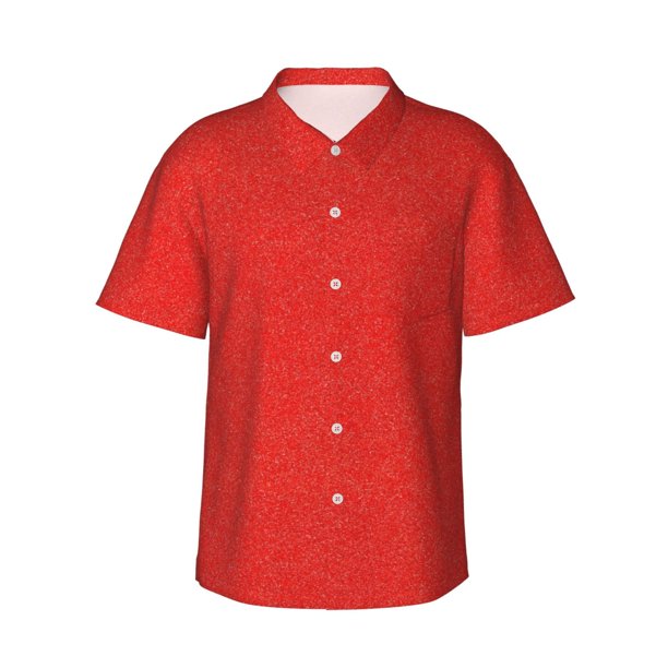 Balery Red Glitter Camisas hawaianas de manga corta para hombre, camisas playeras de corte holgado, camisas de vacaciones con botones,XX-Large