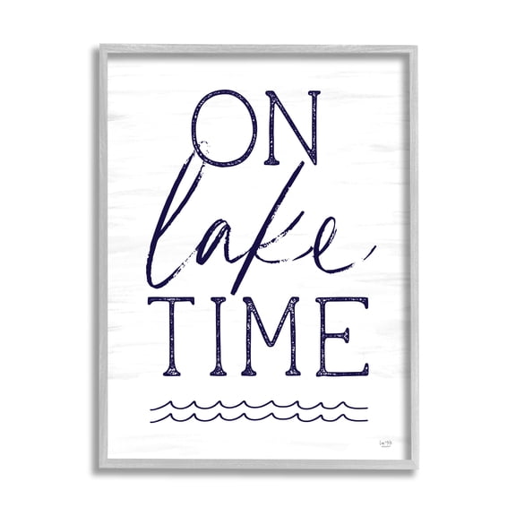 Stupell On Lake Time Water Waves Landscape Painting Gray Framed Art Print Wall Art