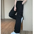 thumbnail image 5 of ABATAB Womens Cargo Pants Baggy High Waist Solid Color Pants Casual Drawstring Lightweight Trendy Streetwear Pants with Pockets, 5 of 7