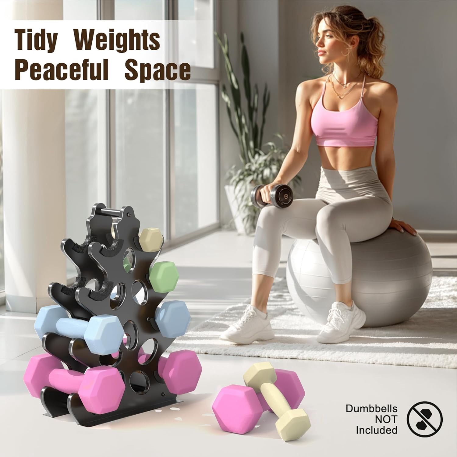 4-Tier Dumbbell Rack Only Weight Racks For Free Weights Dumbbell Tower (No Dumbbells Rack Only)