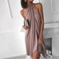 thumbnail image 2 of Dyegold Sundresses for Women Casual Beach - Beach Wedding Guest Dresses for Women Halter Neck Sleeveless Backless Solid Color Midi Sundress ​Summer Beach ​​Dress, 2 of 5