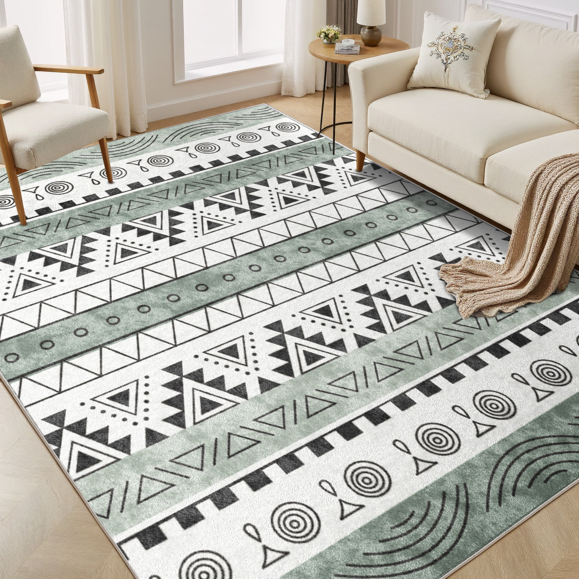 EnHomee Area Rug for Living Room 5x7 Area Rugs for Bedroom Machine Washable Area Rug,Green
