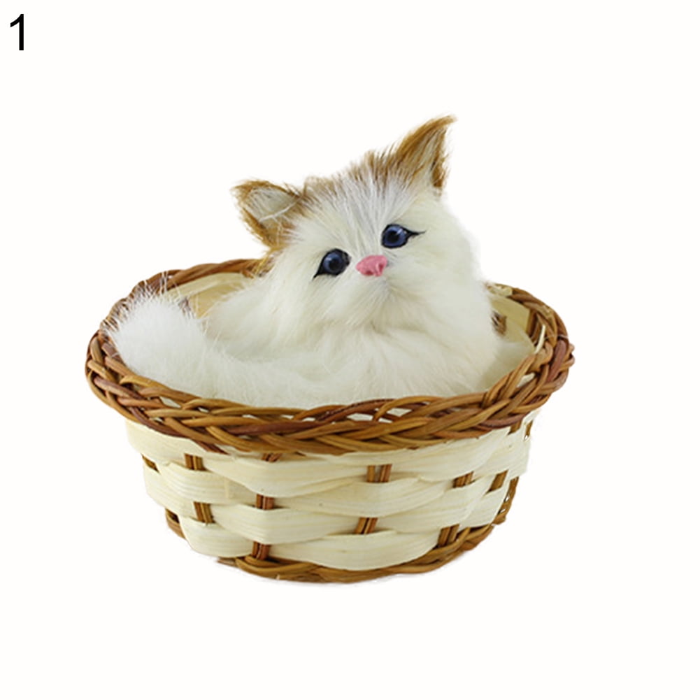 Bluelans Simulation Animal Doll Plush Mini Basket Cat Rabbit Dog Kids Xmas  Toy 