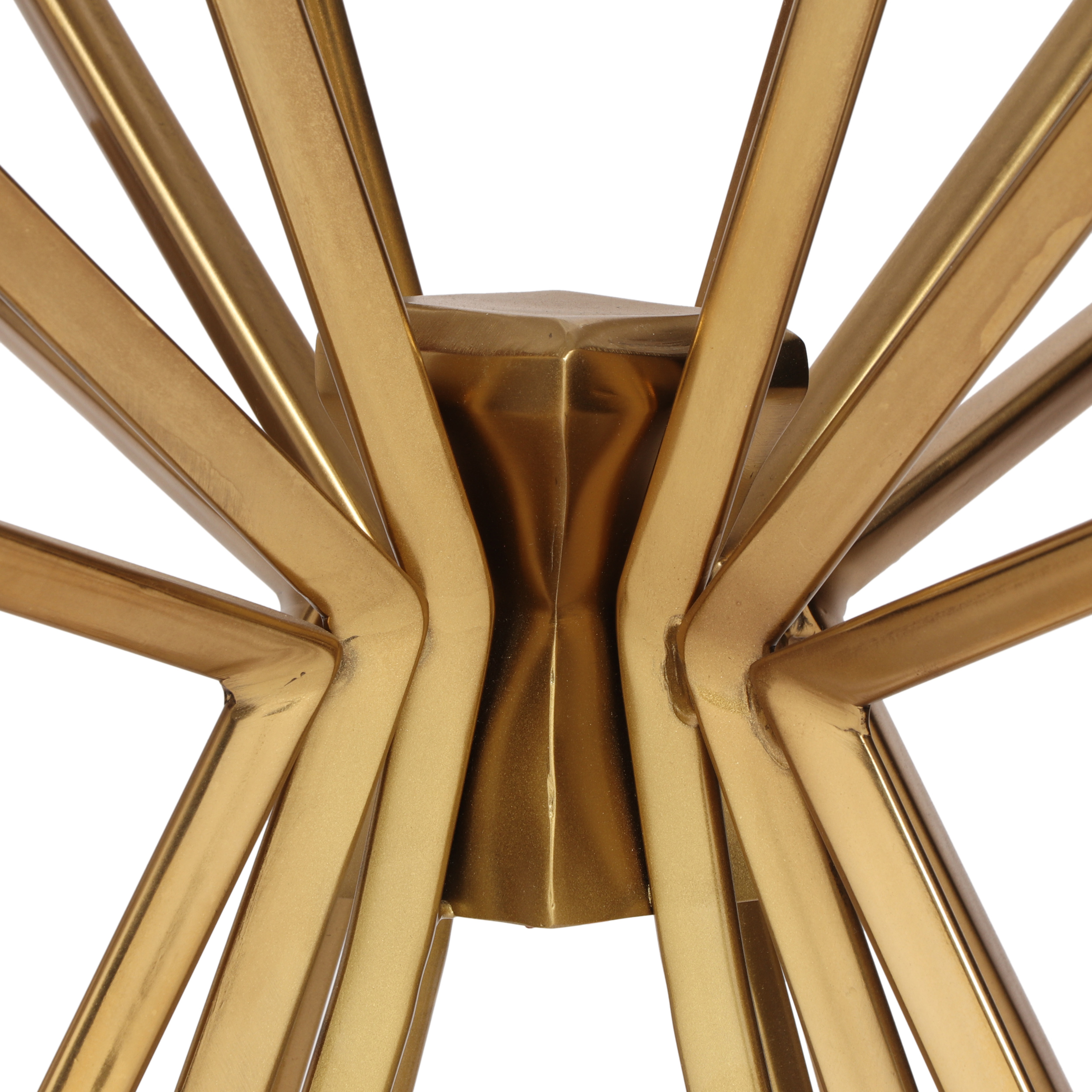 Noble House Aarav Modern Glam Handcrafted Sunburst Accent Table with Tempered Glass Top, Gold