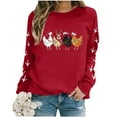 thumbnail image 3 of ZXLBBD Christmas Oversize Women Long Sleeve Crewneck Sweatshirts Chicken Printed Lightweight Sweatshirts Top Casual Outdoor Comfort Daily Wear, 3 of 5