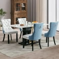 thumbnail image 5 of JESTOP Leather Dining Chairs Set of 6, Tall Back Side Chair, Modern Upholstered Side Chair with Button Back Ring, Solid Wood Legs (White&(Blue), 5 of 8