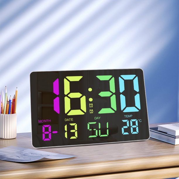 Reloj despertador eléctrico de 10 pulgadas con función de repetición 12/24H con temperatura de fecha para la escuela de oficina en casa