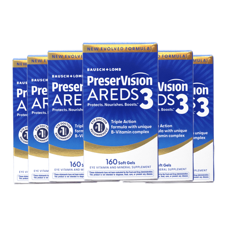 PreserVision AREDS3 Eye Vitamins, #1 Eye Doctor Recommended, AREDS2 Formula with Additional 8 B-Vitamin Complex, Promotes Healthy Cellular Eye Function, 3-in-1 Macular Supplement, 160 Softgels 6 Pack
