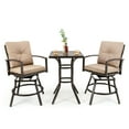 thumbnail image 1 of Costway Ensemble de Bar Pivotant 3 Pcs Hauteur Bistro avec Table et Tabourets Rembourrés pour Extérieur, 1 of 10