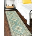 thumbnail image 2 of Lahome Decor Vintage Collection Bohemian Floral Medallion Area Rug, 2' x 8', Non-Slip Backing,Machine Washable for Living Room,Skye Blue, 2 of 9