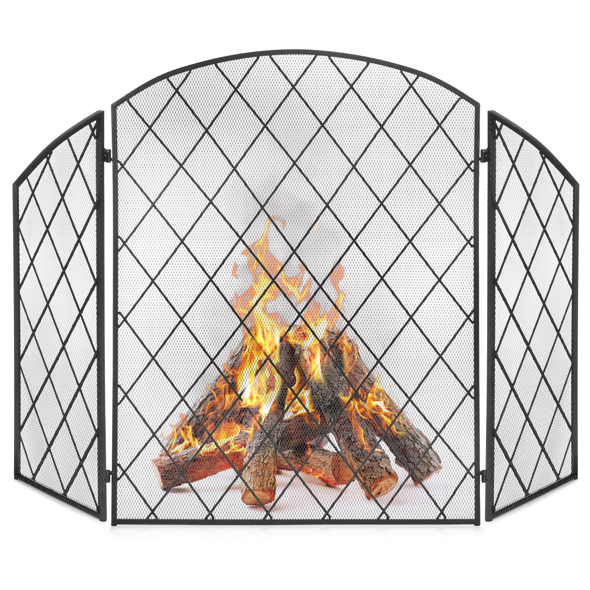 Details about   Fireplace Screen with Door Free Standing Spark Guard TREE OF LIFE