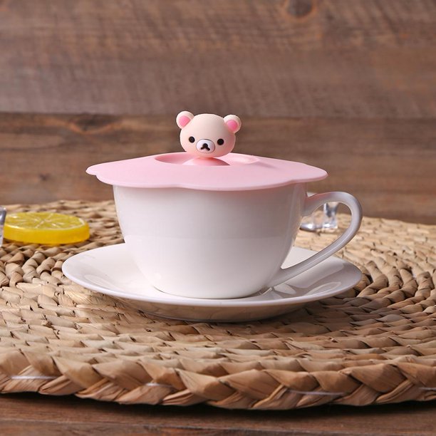 5 uds tapa de silicona resistente al calor tapa de dibujos animados a prueba de fugas cabeza rosa Ndcxsfigh Libre de BPA