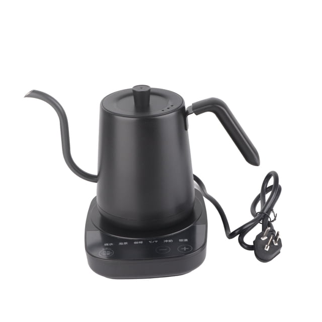 Hervidor eléctrico de cuello de cisne de acero inoxidable, tetera para café y té, control automático de temperatura, aislamiento, para oficina y hogar, color negro, CN, 220 V