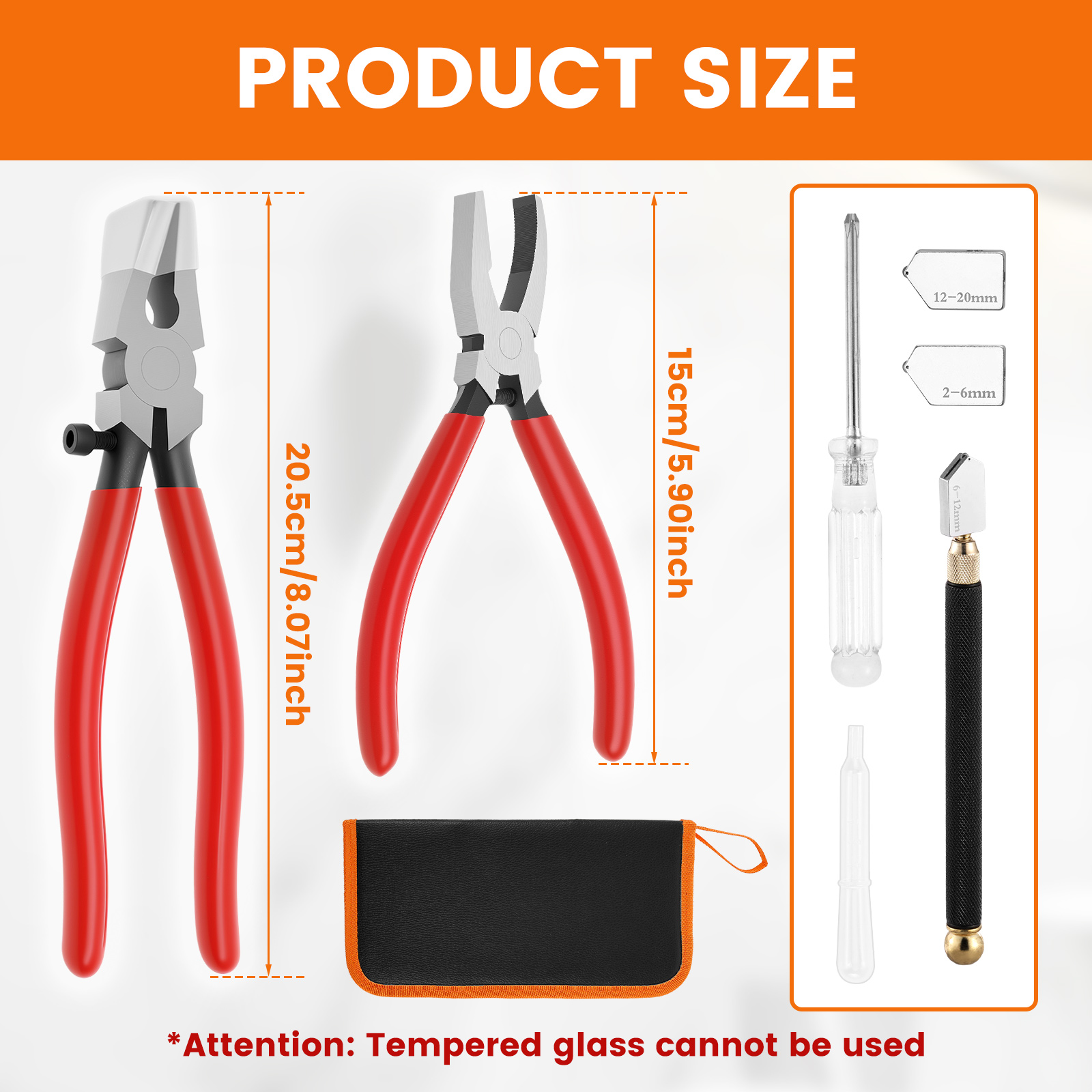 Ikoopy Glass Cutting Kit Practical Glass Cutter Tool Kit with Running Pliers Breaking Pliers Oil Dripper Tool Bag for Tile Mirror Stone DIY Project