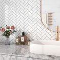 thumbnail image 3 of FunStick White Herringbone Peel and Stick Backsplash for Kitchen 12"x12" Peel and Stick Tile Stickers Self Adhesive Stick on Backsplash Wall Tiles for Kitchen Bathroom Shower RV Waterproof 5 Sheets, 3 of 7