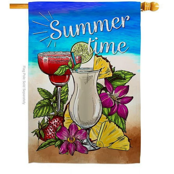Ornament Collection H192232-BO Summer Time Beverages Cocktail 28 x 40 in. Double-Sided Decorative Vertical House Flags for Decoration Banner Garden Yard Gift