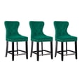 thumbnail image 2 of WestinTrends Wordford 24" Tufted Velvet Counter Stool (Set of 3), Black/ Dark Green, 2 of 5