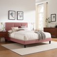 thumbnail image 2 of Platform Bed Frame, Tufted, King Size, Pink, Velvet, Mid Century Bedroom, Modern Contemporary Boutique HB35646, 2 of 8