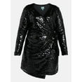thumbnail image 3 of Terra & Sky Women's Plus Size Mini Sequin Dress with Long Sleeves, Sizes 0X-5X, 3 of 5