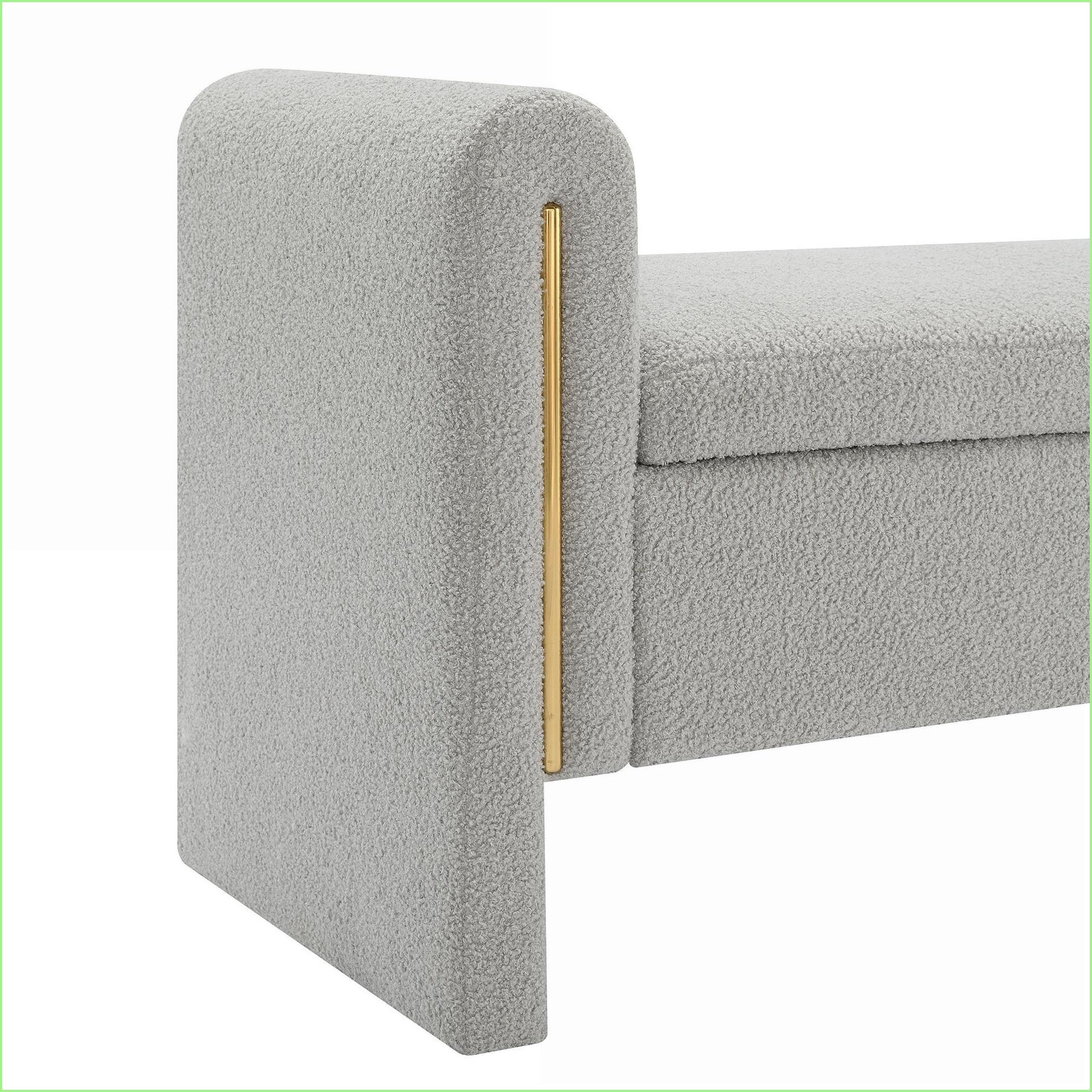 Foot Stool with Storage | Modern Teddy Fabric Ottoman for Bedroom, Living Room | Charcoal Gray | Teddy Fabric