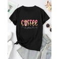 thumbnail image 2 of Creative English Coffee Pattern Printed Women'S Trendy Round Neck Short Sleeve, Simple Casual Sports T-Shirt, Comfortable Summer Top for Women During Holidays., 2 of 6