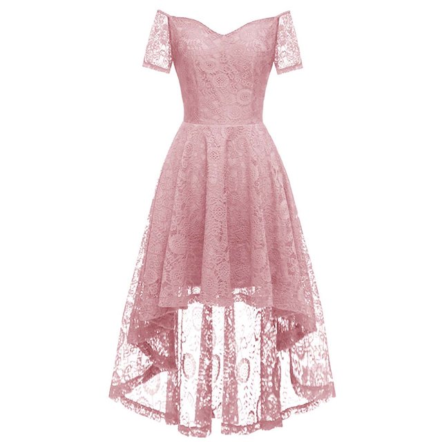 WEAIXIMIUNG Robes d'Invité de Mariage Tendance pour Femmes Printemps 2024 Grande Taille Robe Épaules Dénudées Haute Basse Ligne A Robe de Cocktail de Mariage Rouge s
