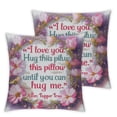 thumbnail image 2 of Acheng Two Sided Printing Lover Pillow Cover I Love You Hug This Pillow Until You Can Hug Me, Valentine's Day Birthday Gifts for Girlfriend Square Decorative Cushion Waist Pillowcase,Set of 2 White, 2 of 6