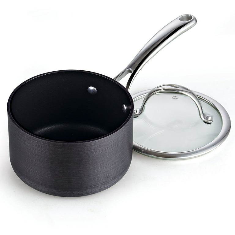Cooks Standard 2-Quart Hard Anodized Nonstick Saucepan with Lid, Black