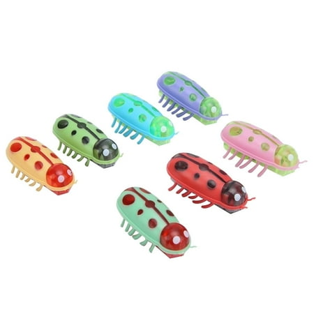 Cat Interactive Toys 7Pcs Mini Cute Ladybug Cat Playing Toy Electric Funny Interactive Toy With Battery For Cats Kitten Training Playing Chewing