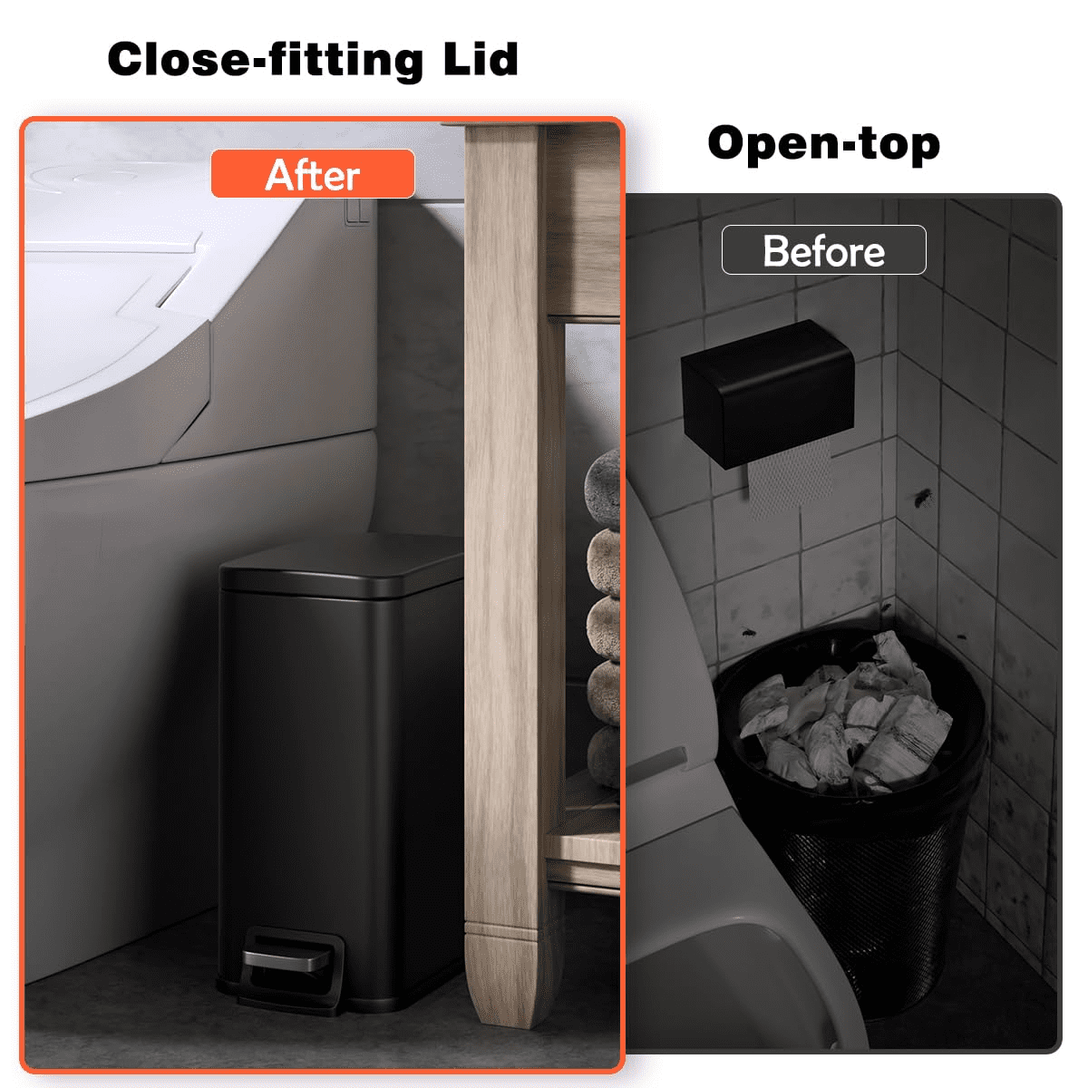 Trash Can Small Pedal Type Trash Capacity 1.6Gallon/6liter Steel Garbage Stainless for Bedroom Living Room Trash Can Removable Inner Bucket Fingerprint Resistant Surface Pet-Proof Design