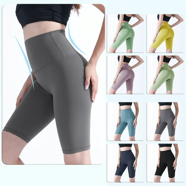 Pantalones cortos de yoga para mujer Control de barriga Secado rápido Cintura alta Elástico