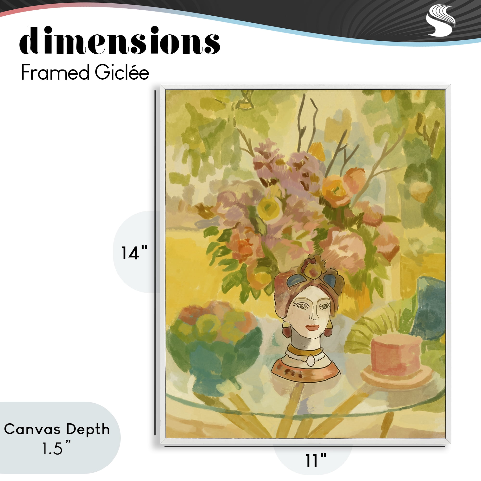 Stupell Industries Flower Head Vase White Framed Giclee Art, design by Amelia Noyes