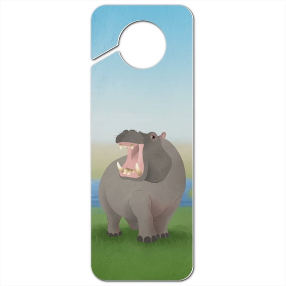 Hippopotamus Goes Roar Plastic Door Knob Hanger Sign