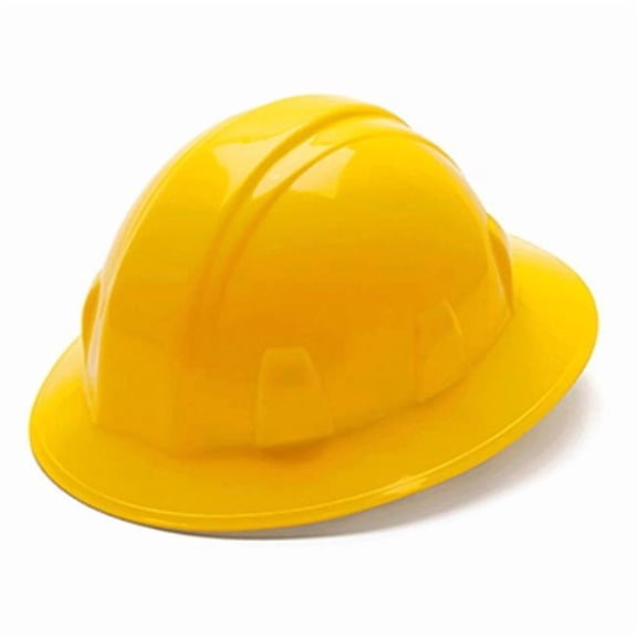 Pyramex Safety Products 241005 TruGuard Full Brim 4 Point Ratchet Hard Hat, Yellow