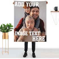 Custom Blanket with Photos Text Customized Throw for Christmas Birthday Personalized Gift Flannel Blanket for Family Friends lovers Dog Pets Fits Sofa Bedroom (1 Photo, 50"x60" 127cmX152cm)