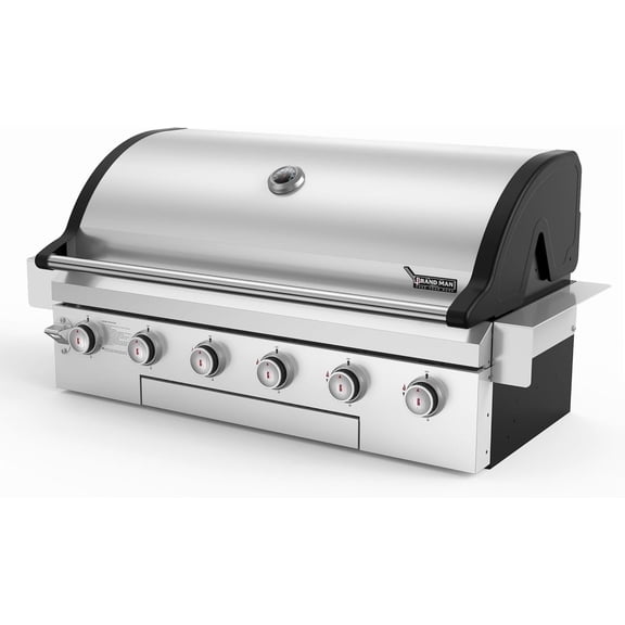 BRANDMAN GRILLS SINCE 1987 Stainless Steel 6 Burner Built-In Outdoor Kitchen Gas Grill