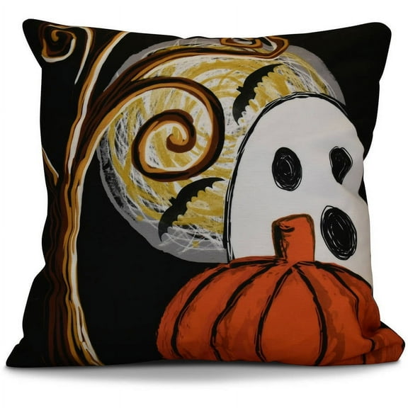 16" x 16" Simply Daisy Ooky Spooky Halloween Polyester Accent Pillow, Black Qty 1