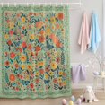 thumbnail image 2 of Shower Curtain Vintage Floral Leaf Shower Curtains for Bathroom Decor, Waterproof Polyester Shower Curtain Set with Hooks, Standard Size 72" x 72" Watercolor Wildflower Black Green, 2 of 9